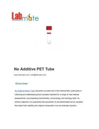 No Additive PET Tube