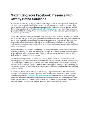 Maximizing Your Facebook Presence with Qwerty Brand Solutions