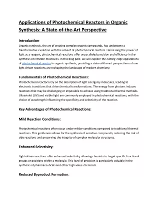 Applications of Photochemical Reactors in Organic Synthesis_ A State-of-the-Art Perspective