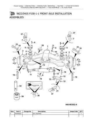 JCB TLT35D 4X4 Teletruk Parts Catalogue Manual (Serial Number 01540935-01541999)