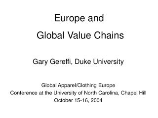 Europe and Global Value Chains