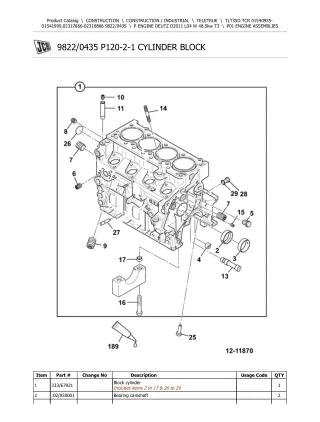 JCB TLT35D TCR Teletruk Parts Catalogue Manual (Serial Number 01540935-01541999)