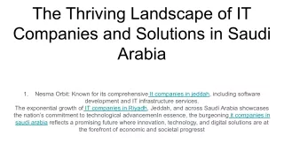 The Thriving Landscape of IT Companies and Solutions in Saudi Arabia