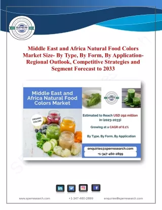 Middle East Food Colors Market Share, Growth, Trends and Forecast by 2033