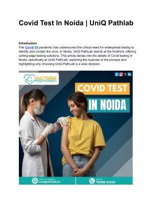 Covid Test In Noida | UniQ Pathlab