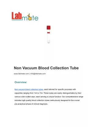 Non Vacuum Blood Collection Tube