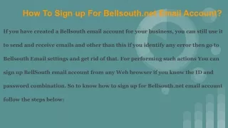 How To Sign up For Bellsouth.net Email Account?