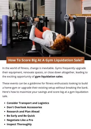 How To Score Big At A Gym Liquidation Sale?