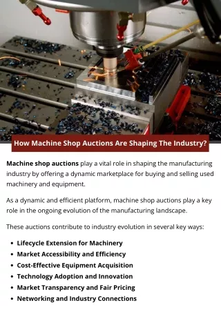 How Machine Shop Auctions Are Shaping The Industry?