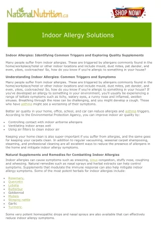 Indoor Allergy Solutions