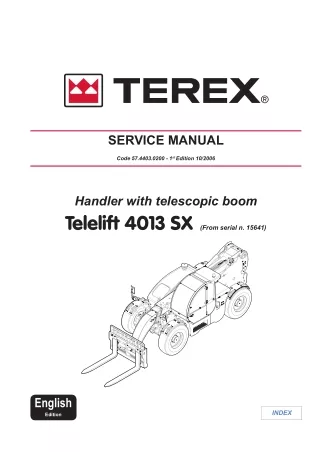 Terex Telelift 4013 SX Telescopic handler Service Repair Manual