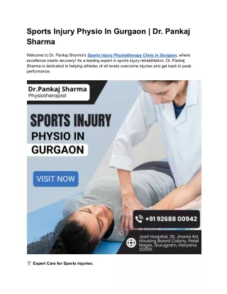 Sports Injury Physio In Gurgaon | Dr. Pankaj Sharma