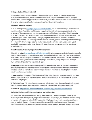 Hydrogen Regional Market Potential recreate content pdf