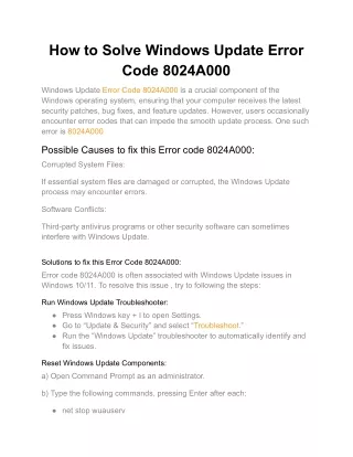 How to Solve Windows Update Error Code 8024A000