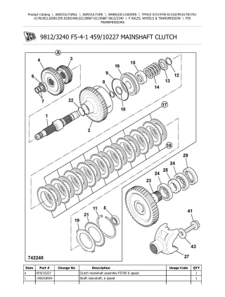 JCB TM310 Telescopic Wheeled Loader Parts Catalogue Manual (Serial Number 01314705-01316199)