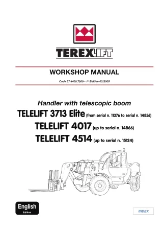 Terex Telelift 4017 Telescopic handler Service Repair Manual 1