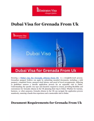 Dubai Visa for Grenada From Uk