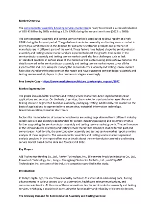 Semiconductor Assembly and Testing Services (SATS) Market