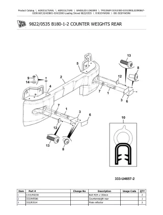 JCB TM320WM Telescopic Wheeled Loader Parts Catalogue Manual (Serial Number 01910300-01910900)