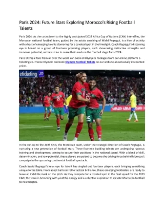 Paris 2024 Future Stars Exploring Morocco's Rising Football Talents
