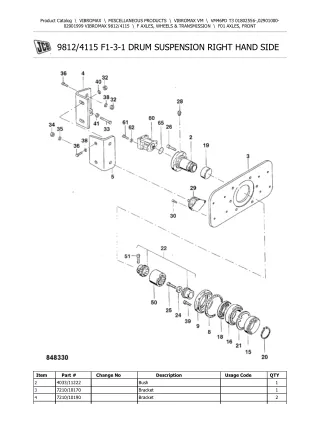 JCB VM46PD T3 VIBROMAX Parts Catalogue Manual (Serial Number 01802556 and up)