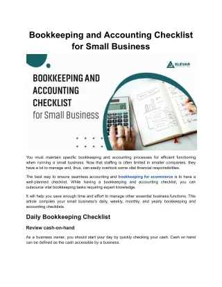 Bookkeeping and Accounting Checklist for Small Business