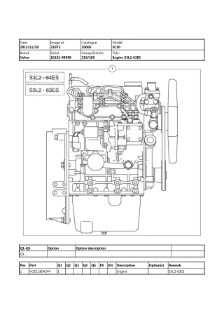 Volvo EC30 Compact Excavator Parts Catalogue Manual (SN 10151 and up)