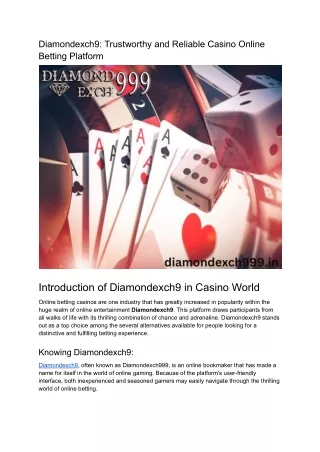 Diamondexch9_ Trustworthy and Reliable Casino Online Betting Platform