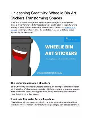 Transforming Waste Bins with Wheelie Bin Art Stickers