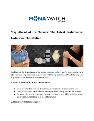 Stay Ahead of the Trends_ The Latest Fashionable Ladies Watches Online