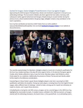 Scotland Vs Hungary Declan Gallagher Pivotal Moments in Euro Cup Against Hungary
