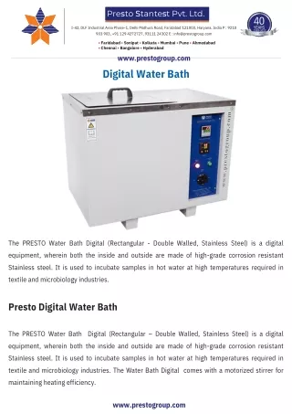 Digital Water Bath Uses in Testing Industry - Presto Group