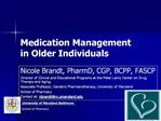 Medication Management in Older Individuals