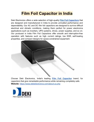 Film Foil Capacitor in India