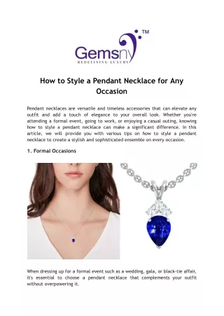 How to Style a Pendant Necklace for Any Occasion