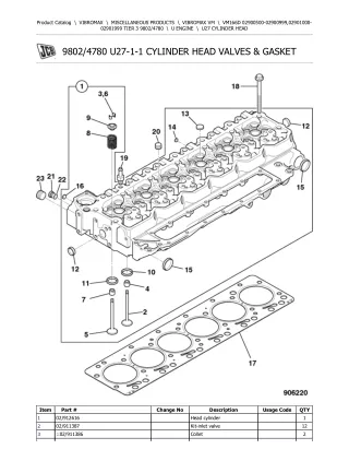 JCB VM166D TIER 3 VIBROMAX Parts Catalogue Manual (Serial Number 02900500-02900999)