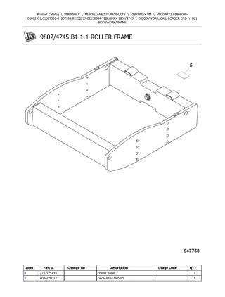 JCB VM200D T2 VIBROMAX Parts Catalogue Manual (Serial Number 01800000-01802999)