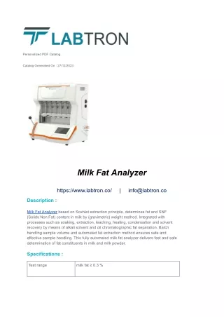 Milk Fat Analyzer