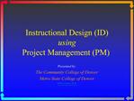 Instructional Design ID using Project Management PM