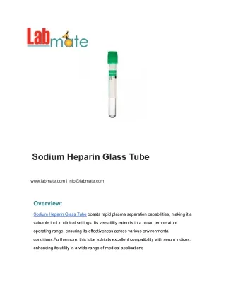 Sodium Heparin Glass Tube