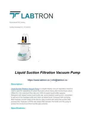 Liquid Suction Filtration Vacuum Pump