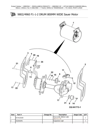 JCB VMT160 800mm, 900mm, 1000mm (Tier 2) VIBROMAX Parts Catalogue Manual (Serial Number 02802000-02802079)