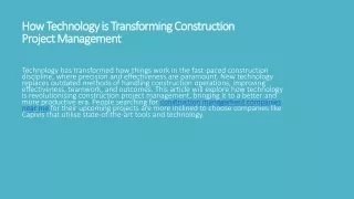 How Technology is Transforming Construction Project Management