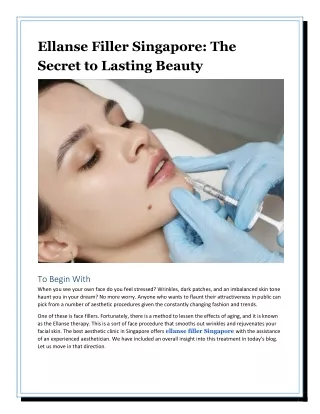 Ellanse Filler Singapore: The Secret to Lasting Beauty