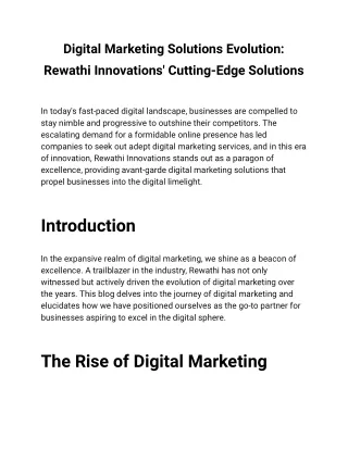 Digital Marketing Solutions Evolution_ Rewathi Innovations' Cutting-Edge Solutions