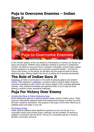 Puja to Overcome Enemies – Indian Guru ji