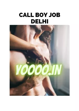 Call-boy Play-boy Jobs Hiring Started In Delhi