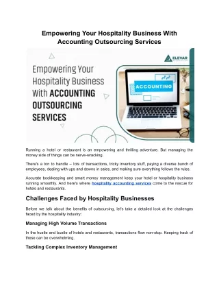 Empowering Your Hospitality Business With Accounting Outsourcing Services