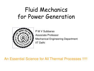 Fluid Mechanics for Power Generation