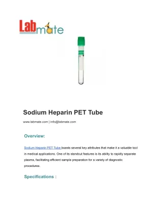 Sodium Heparin PET Tube